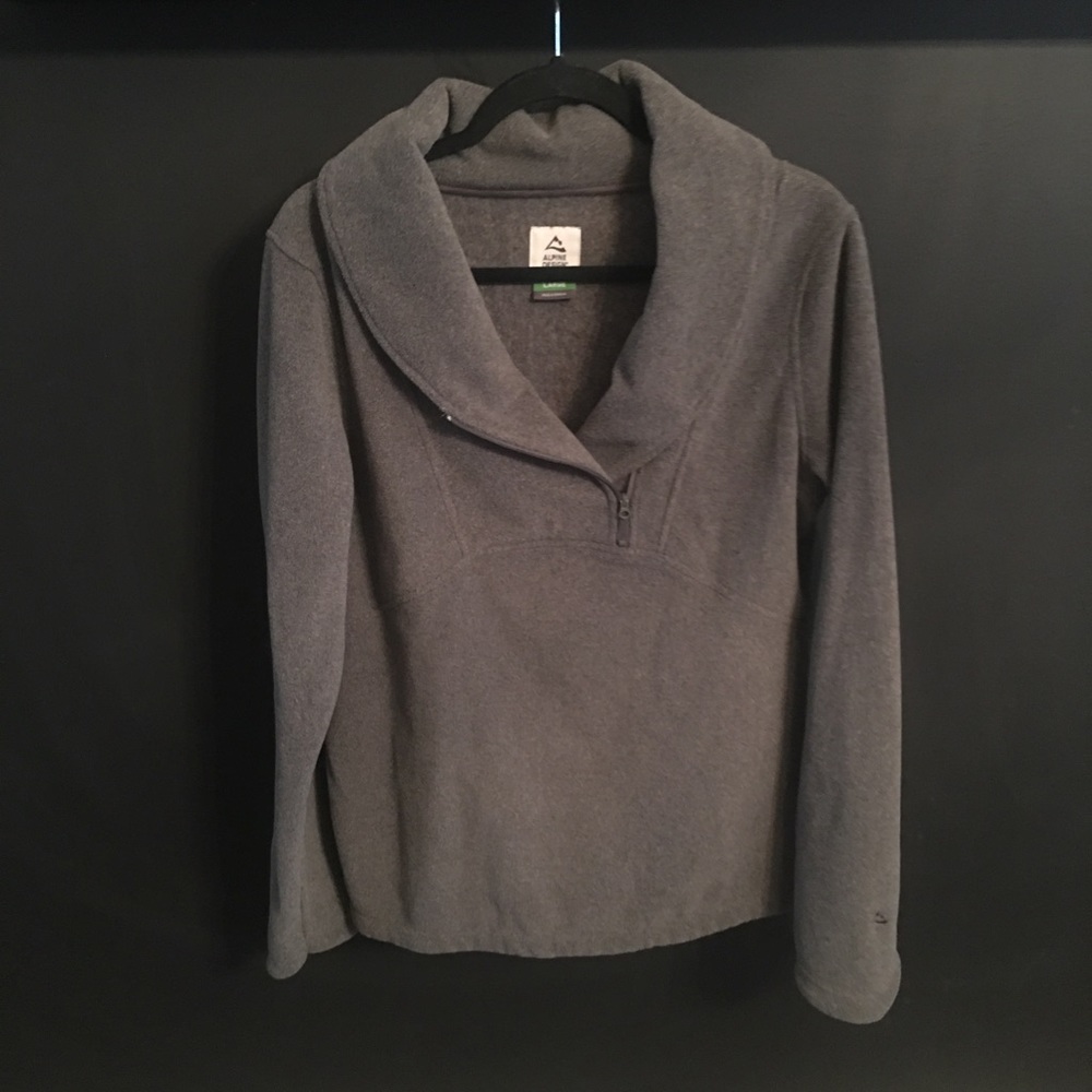 Alpine Design Brand Grey Fleece Pullover Tunic with Zippered Collar-Ladies Large
